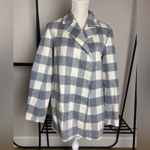 Theory Sileena Wool Cashmere Buffalo Plaid Open Coat Size Small